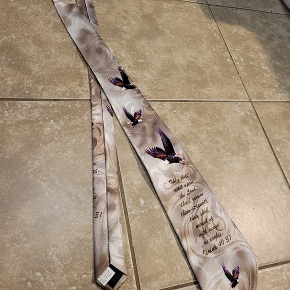 Men's Eagle Print Tie - Picture 1 of 5